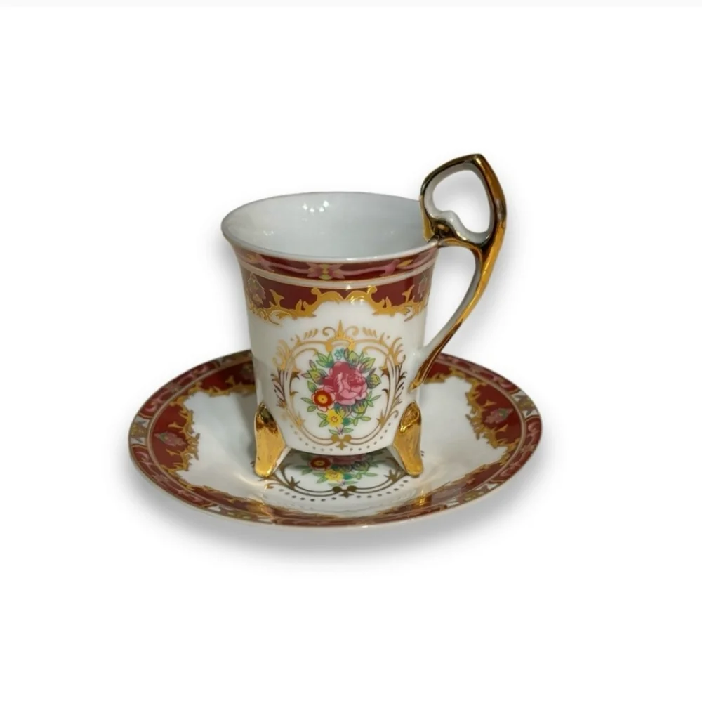 TIGER YEDI INC Porcelain Japan Gold Leaf Teacup with Saucer